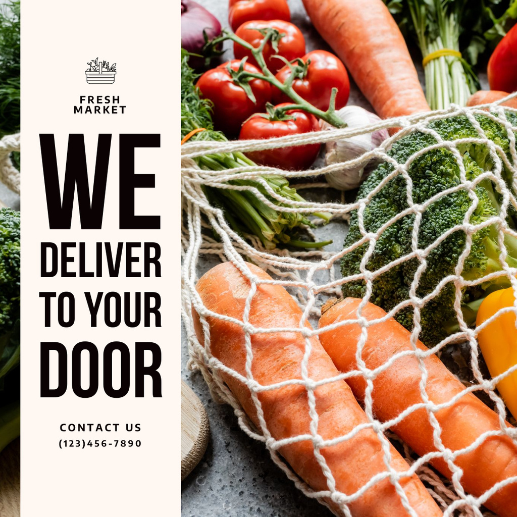 Fresh Groceries Delivery Offer Instagramデザインテンプレート