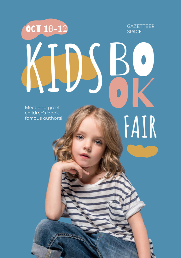 Kids Book Fair Announcement with Little Girl Poster 28x40in Πρότυπο σχεδίασης