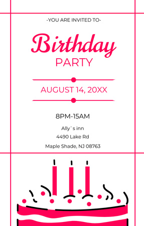 Birthday Party with Tasty Cake Invitation 4.6x7.2in Design Template
