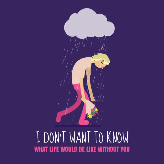 Sad Man With Bouquet Walking Under Rain Animated Post – шаблон для дизайну