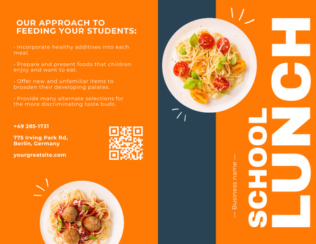 Plantilla de diseño de Propuesta de almuerzo escolar sobre naranja Brochure 8.5x11in Bi-fold 