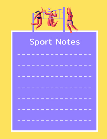 Sport Planner on Yellow Notepad 107x139mm Design Template