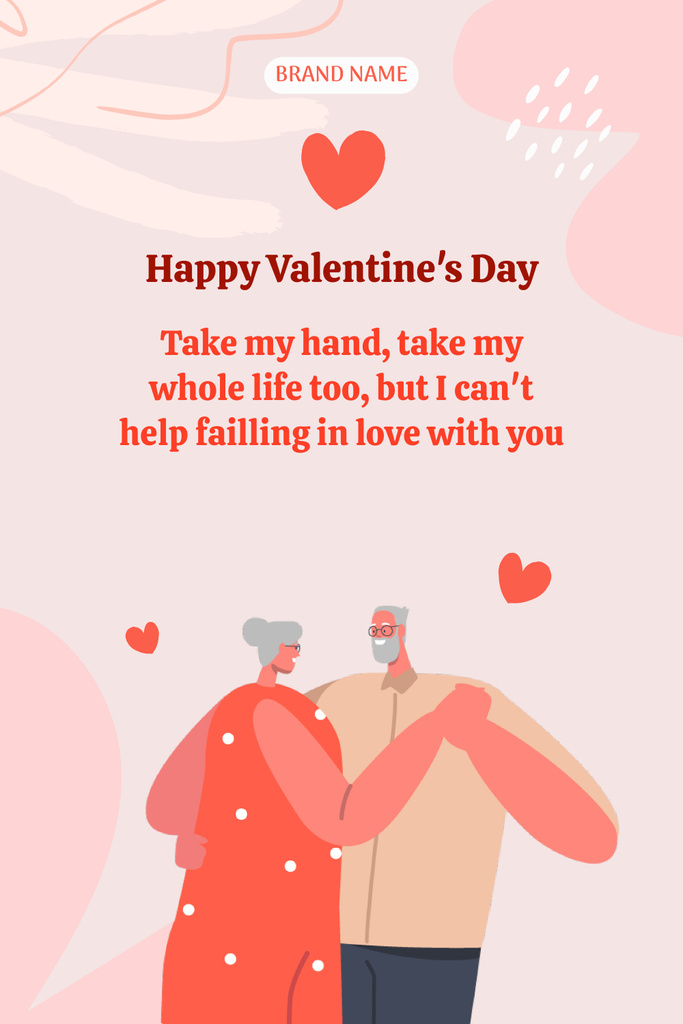 Happy Valentine's Day with Elderly Dancing Couple Pinterest Design Template