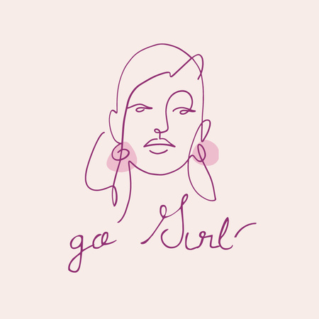 Plantilla de diseño de inspiración del poder femenino con retrato de mujer creativa Logo 