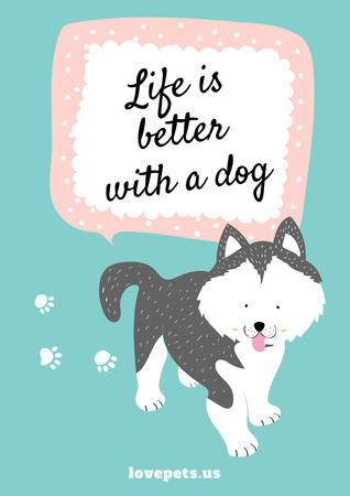 Plantilla de diseño de adopción de mascotas con ilustración de perro lindo Poster 