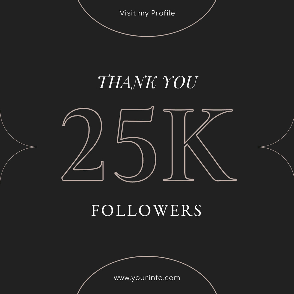 Template di design Thank You Message to a Followers in Black Instagram