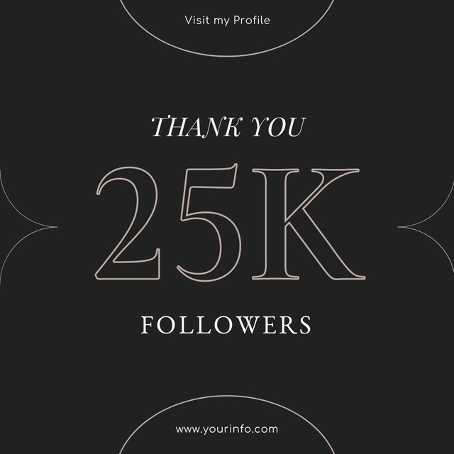 Template di design Thank You Message to a Followers in Black Instagram