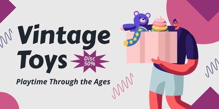 Bygone Age Toys With Discounts Offer Twitter Design Template