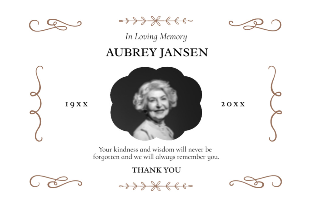 In Loving Memory of Old Woman Postcard 4x6in – шаблон для дизайну
