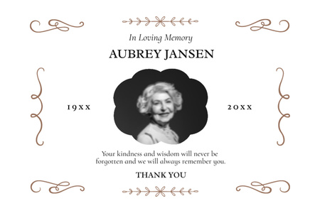 In Loving Memory of Old Woman Postcard 4x6in Design Template