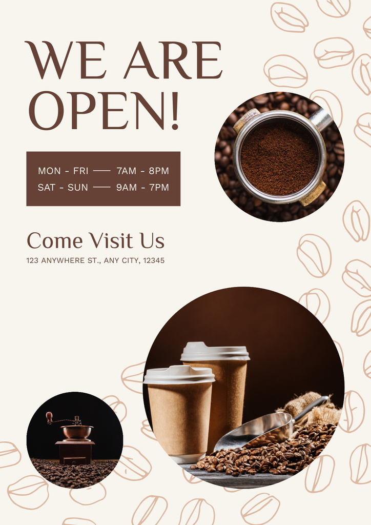 Coffee Shop Opening Ad Poster Design Template