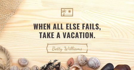 Citation about Vacation with Seashells Facebook AD Design Template