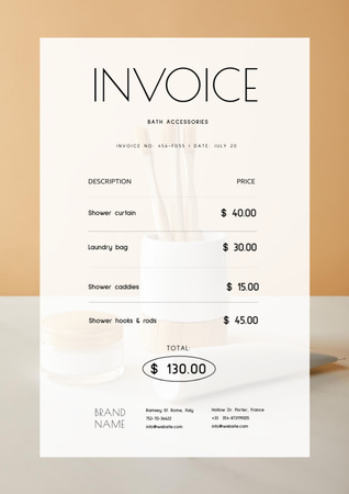 Price List for Student Equipment on Beige Invoice Design Template