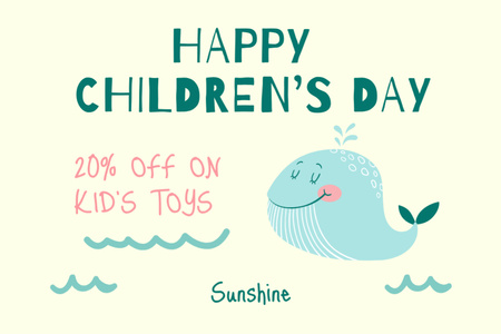 Kids Toys Discount Offer on Children's Day Postcard 4x6in Design Template