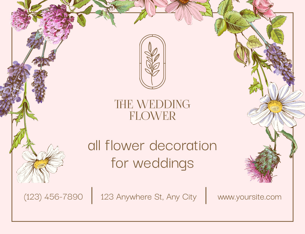 Designvorlage Flower Decor for Weddings für Thank You Card 5.5x4in Horizontal