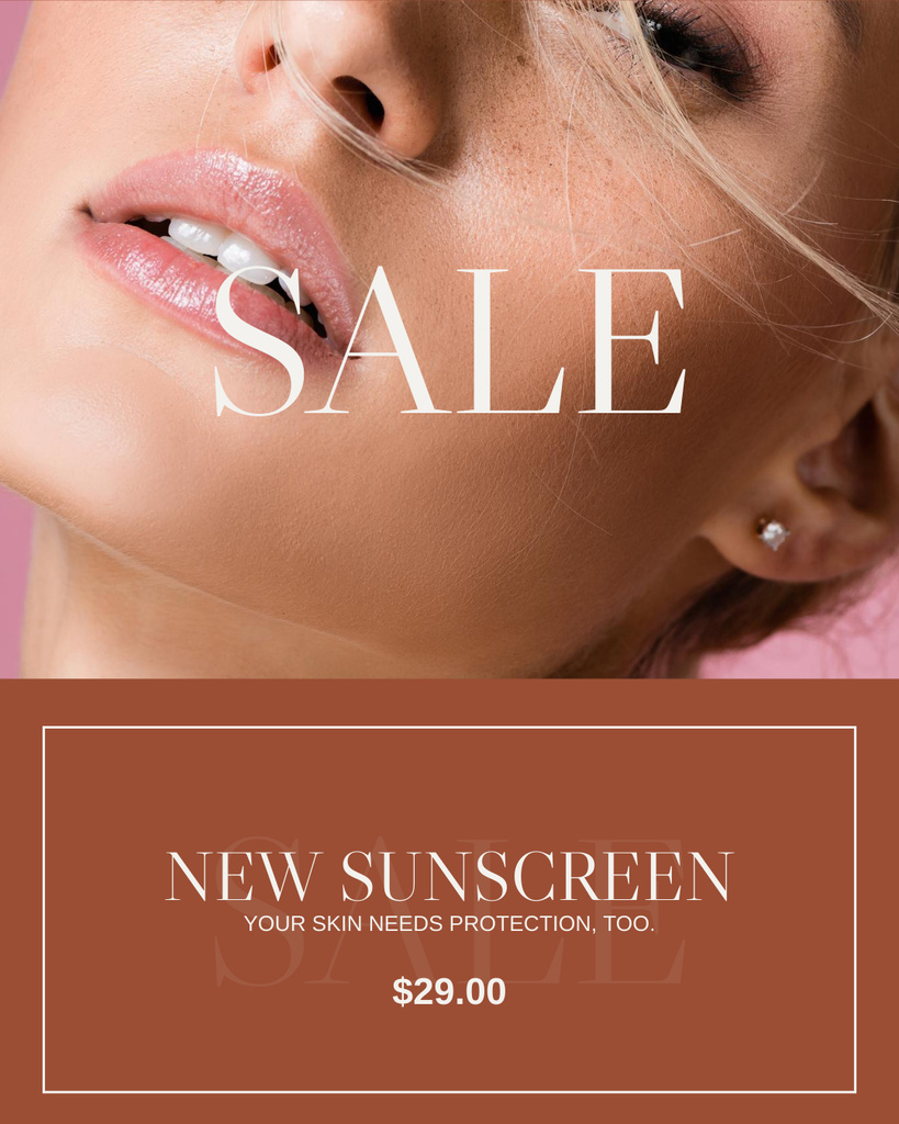 Designvorlage Facial Sunscreens Sale für Instagram Post Vertical
