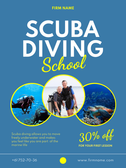 Template di design Scuba Diving School Ad with People in Apparel Poster US