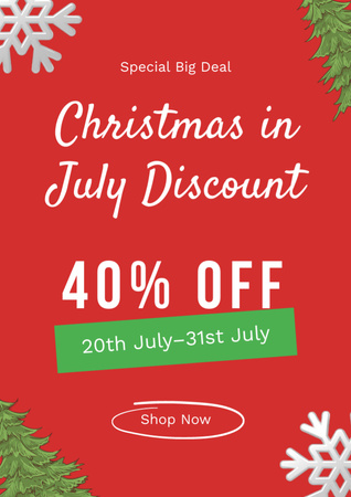 Announcement of Christmas Discount in July Flyer A4 Design Template