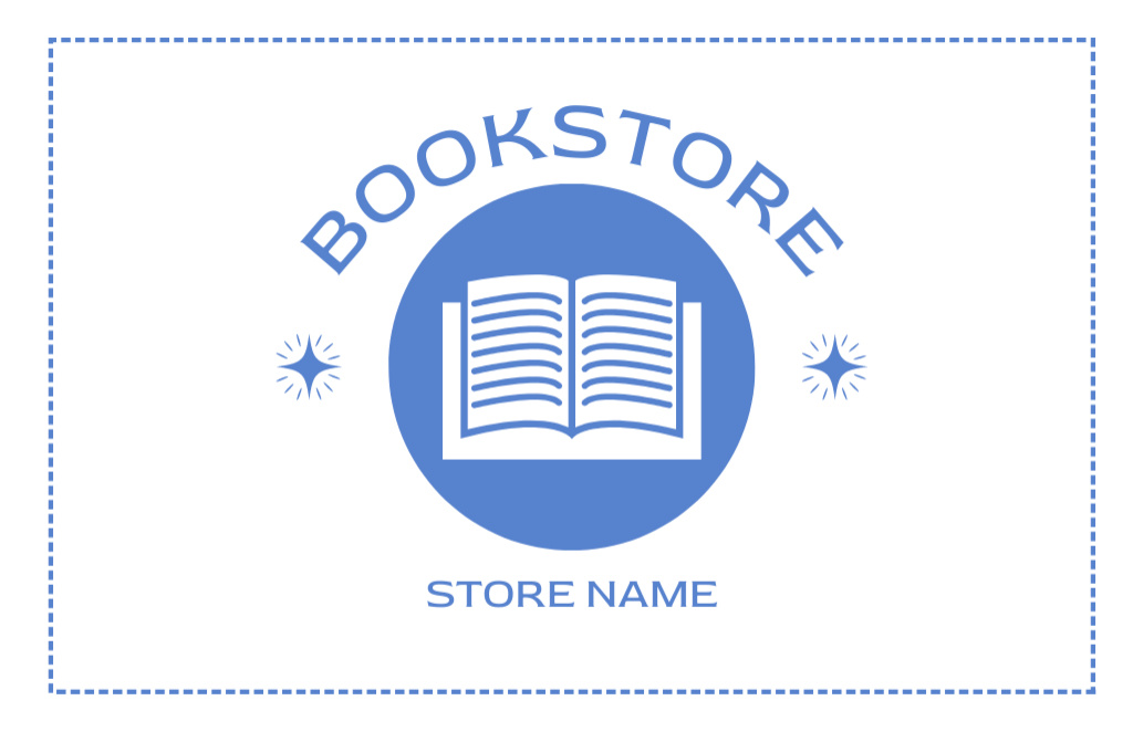 Designvorlage Simple Blue and White Ad of Bookstore für Business Card 85x55mm