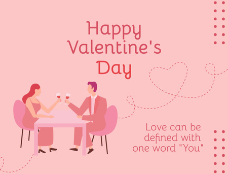 Loving Couple Celebrating Valentine's Day Thank You Card 4.2x5.5in tervezősablon