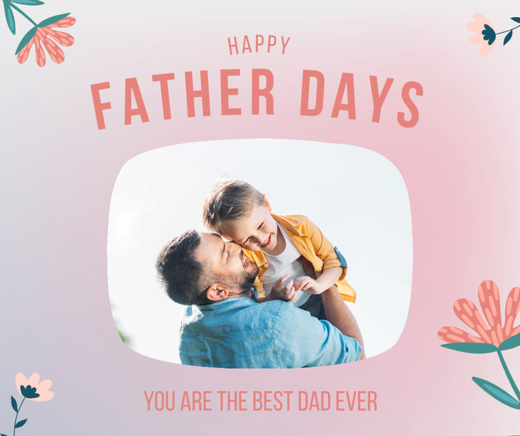 Modèle de visuel Father's Day Greeting with Happy Dad with Son - Facebook