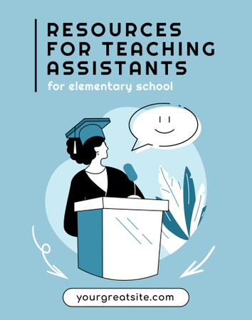 Голубое предложение ресурсов для помощников преподавателей Poster 22x28in – шаблон для дизайна
