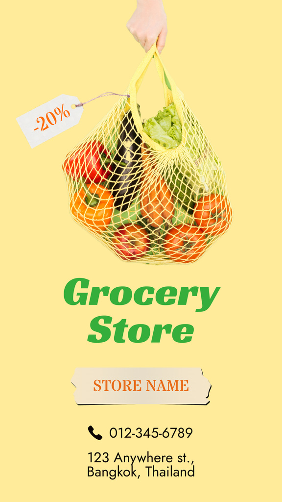 Veggies In Net Bag With Discount In Yellow Instagram Story – шаблон для дизайна