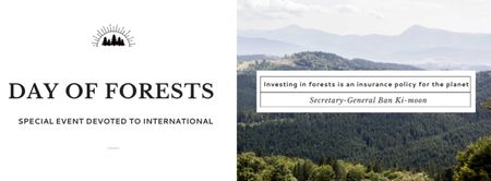 International Day of Forests Event Scenic Mountains Facebook cover Design Template