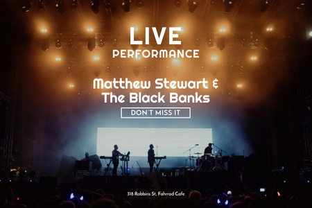 Modèle de visuel Live Performance Announcement with Crowd at Concert - Poster 24x36in Horizontal