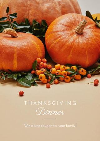 Thanksgiving Dinner Pumpkins and Berries Flayer Design Template