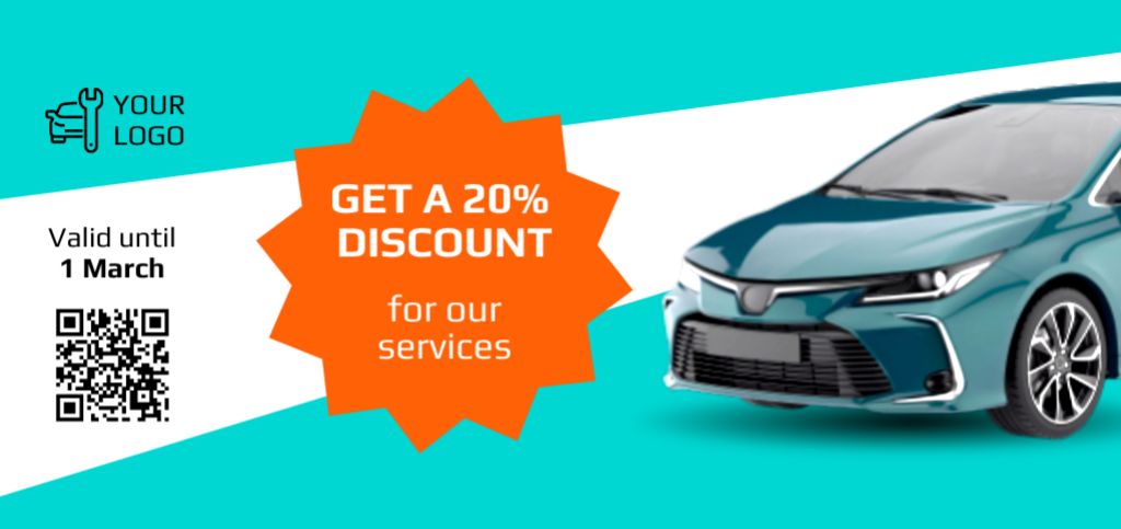 Get Discount on Service for Car Coupon Din Large Tasarım Şablonu