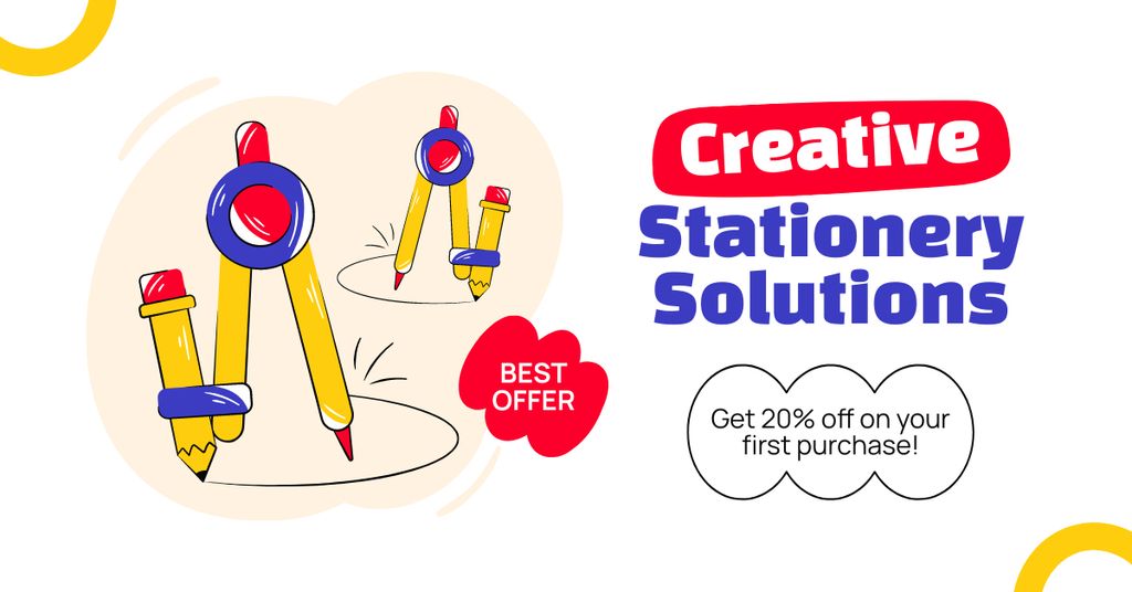 Creative Stationery Discount Promo Facebook AD – шаблон для дизайну