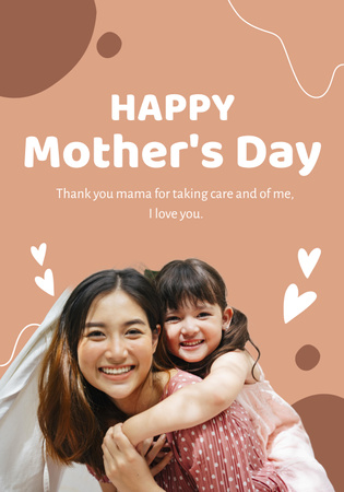 Happy Mother's Day with Mom and Daughter Poster 28x40in Design Template