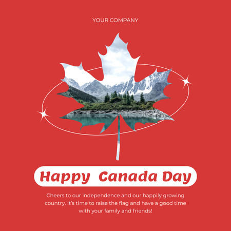 Happy Canada Day Congrats With Maple Leaf Instagram Design Template