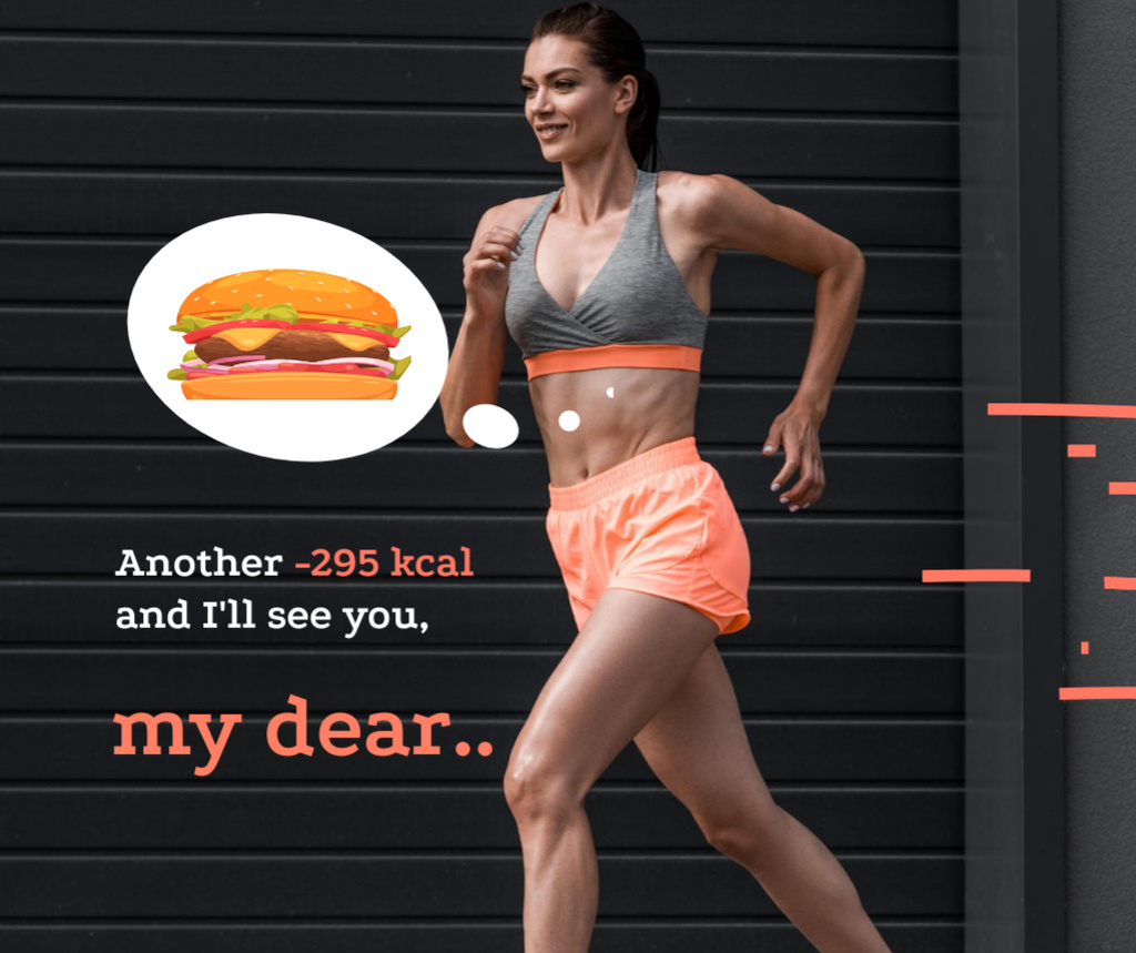 Designvorlage Funny Joke about Diet with Fit Woman für Facebook