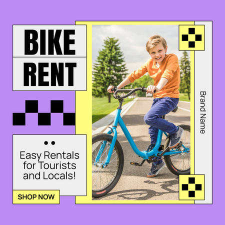 Plantilla de diseño de Alquiler de bicicletas para niños y adultos. Instagram AD 