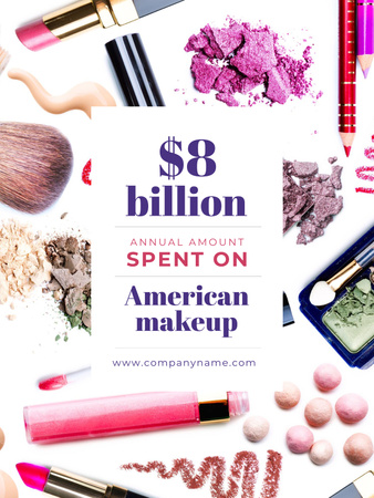 Makeup statistics Ad with Cosmetics Poster US Design Template