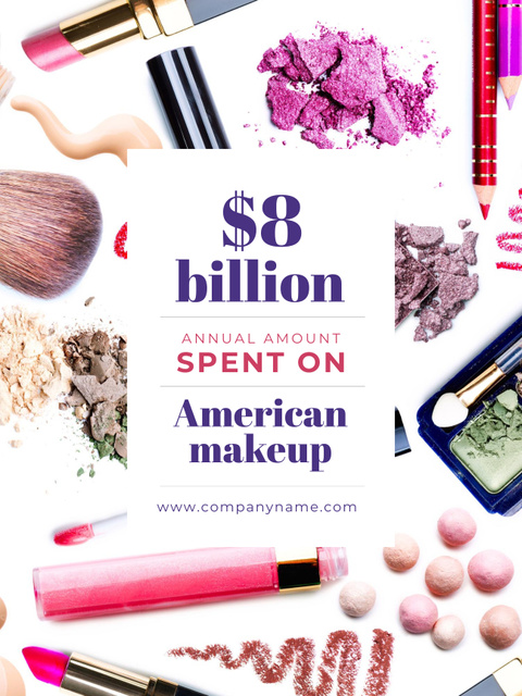 Plantilla de diseño de Annual Amount Of Professional Makeup Cosmetics Selling Poster US 