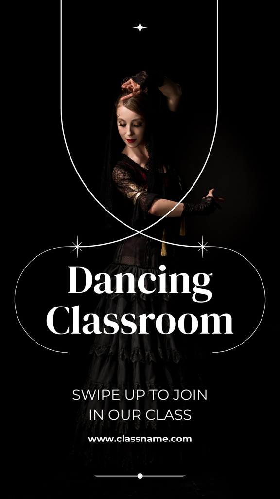 Designvorlage Ad of Classes in Dancing Classroom für Instagram Story