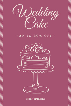 Anúncio de padaria com ilustração de bolo de casamento Pinterest Modelo de Design
