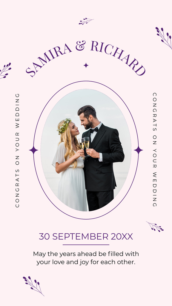 Happy Groom and Bride Invite to Wedding Instagram Story Modelo de Design
