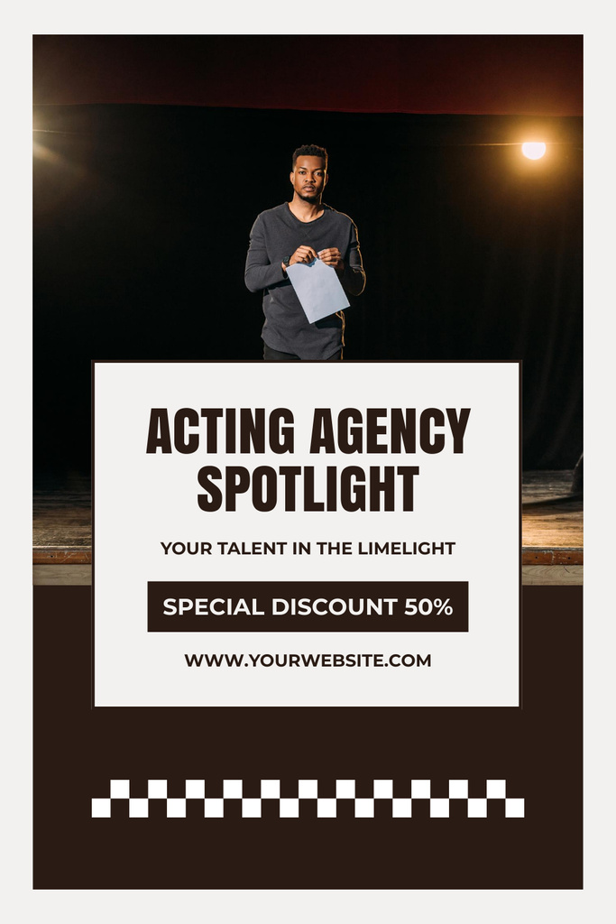 Special Discount for Talented Actors Pinterest Design Template