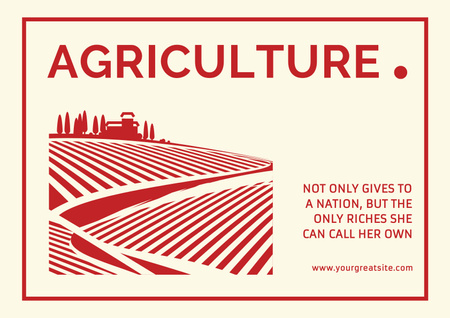 Agricultural Ad with Illustration of Field Poster A2 Horizontal Design Template