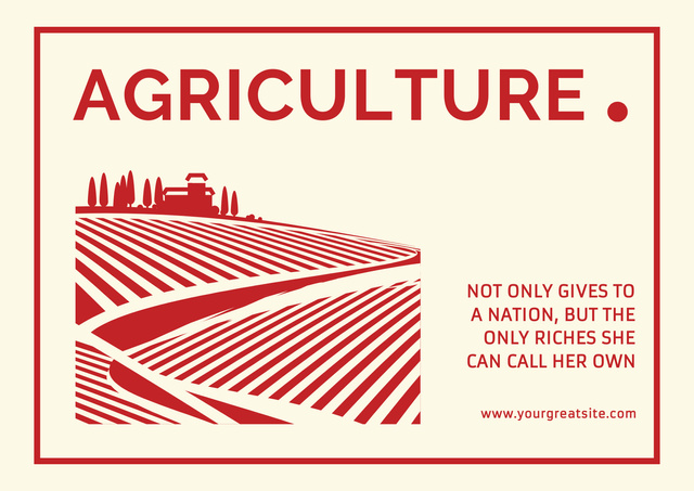 Agricultural Ad with Illustration of Field Poster A2 Horizontal Tasarım Şablonu