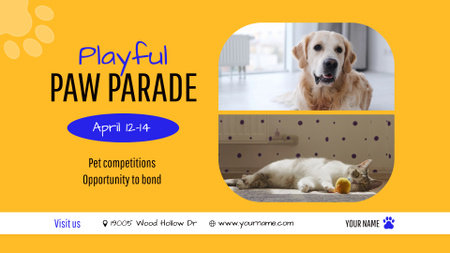 Plantilla de diseño de Anuncio de competencia y evento de mascotas juguetonas Full HD video 