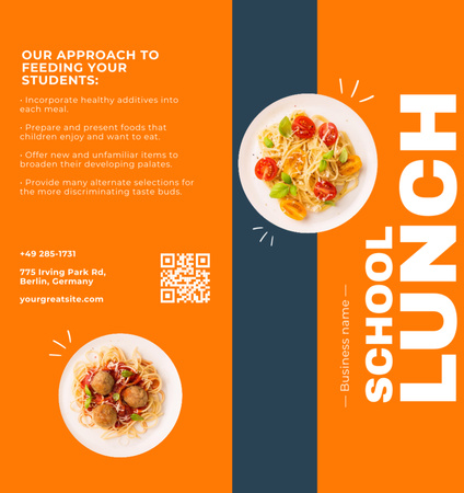 Delicious School Lunch Brochure Din Large Bi-fold Design Template