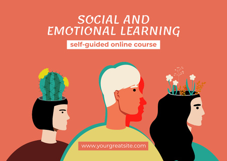 Ontwerpsjabloon van Card van Online cursuspromo voor sociaal en emotioneel leren