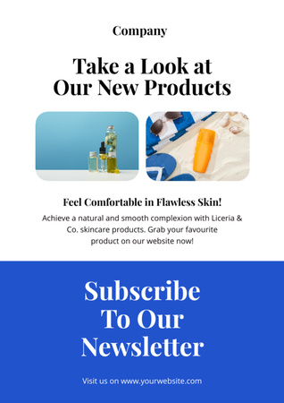 Beauty and Skincare Products Blue Newsletter Design Template