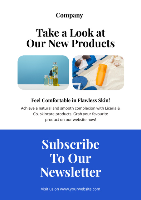 Szablon projektu Beauty and Skincare Products Blue Newsletter