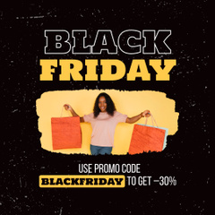 Black Friday Sale with Happy Woman with Shopping Bags